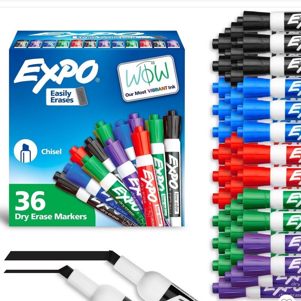 Expo Low Odor Dry Erase Markers Chisel Tip Assorted Colors 36 Count 1921062